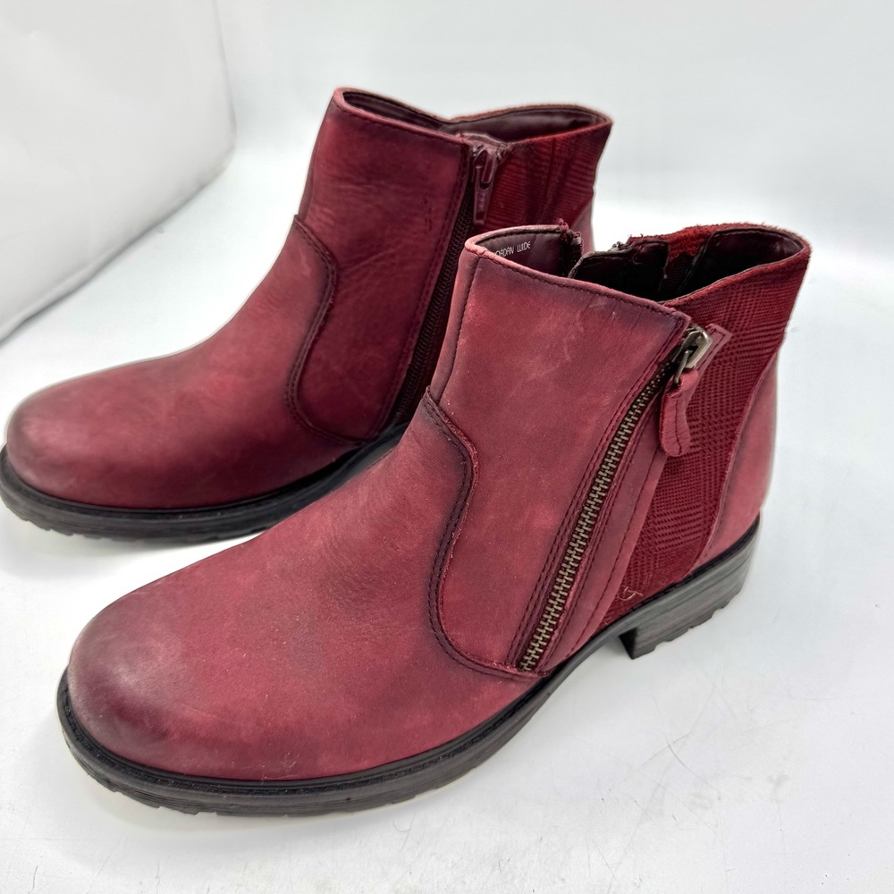NEW EARTH BOOTIES JORDON WIDE ANKLE IN WINE COLOR MODERN BOOT VINTAGE APPEAL